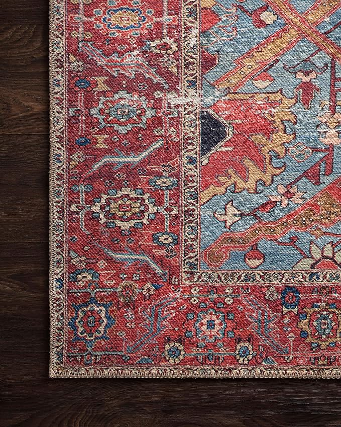 Loloi Loren Collection LQ-10 Blue/Red 7'-6" x 9'-6" Area Rug - Image 3