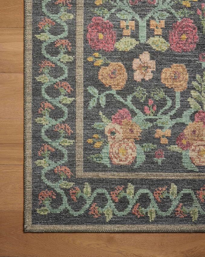 Loloi Rifle Paper Co. Rosa Collection RSA-01 Black 8'-4" x 11'-6" Area Rug - Image 6