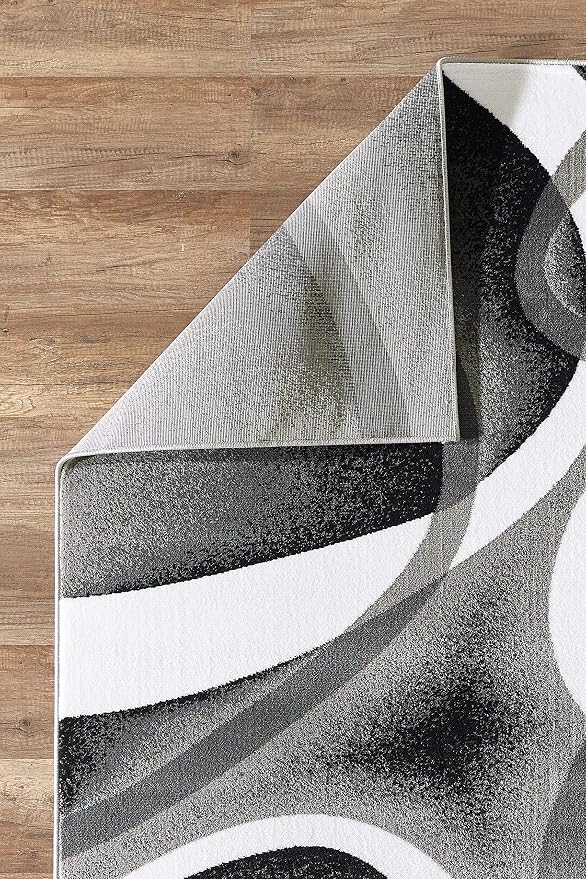 GLORY RUGS Modern Area Rug 4x6 Grey Swirls Carpet Bedroom Living Room - Image 4