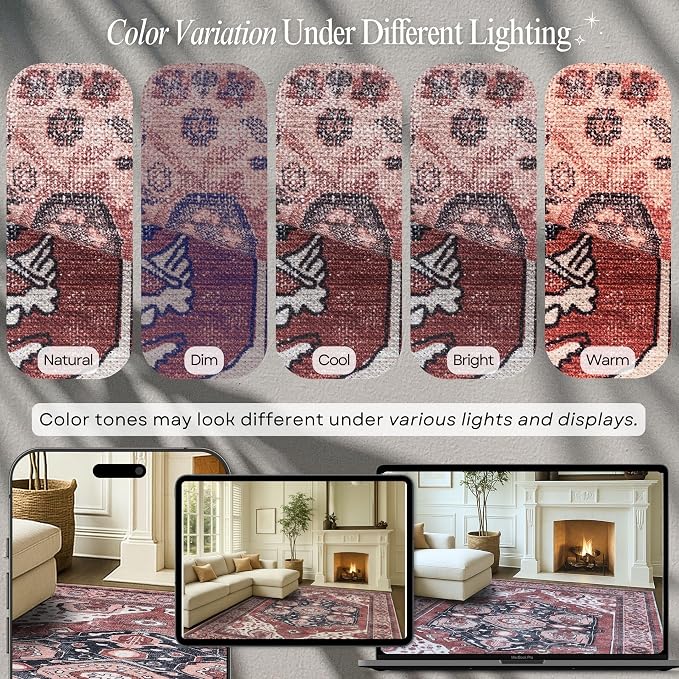 Fame Rugs Turkish Rug. Washable Vintage Oriental Antique Inspired Traditional - Image 4