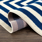 Abani Contemporary Blue & Ivory 6'x9' Area Rug, Contrasting Geometric Modern - Image 5
