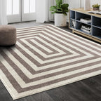 Abani Contemporary Beige & Ivory 7'9" x 10'2" Area Rug, Contrasting Geometric by Abani