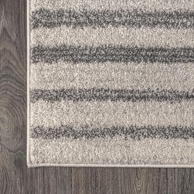 JONATHAN Y Lyla Offset Stripe Gray/Cream Indoor Area Rug, Contemporary - Image 8