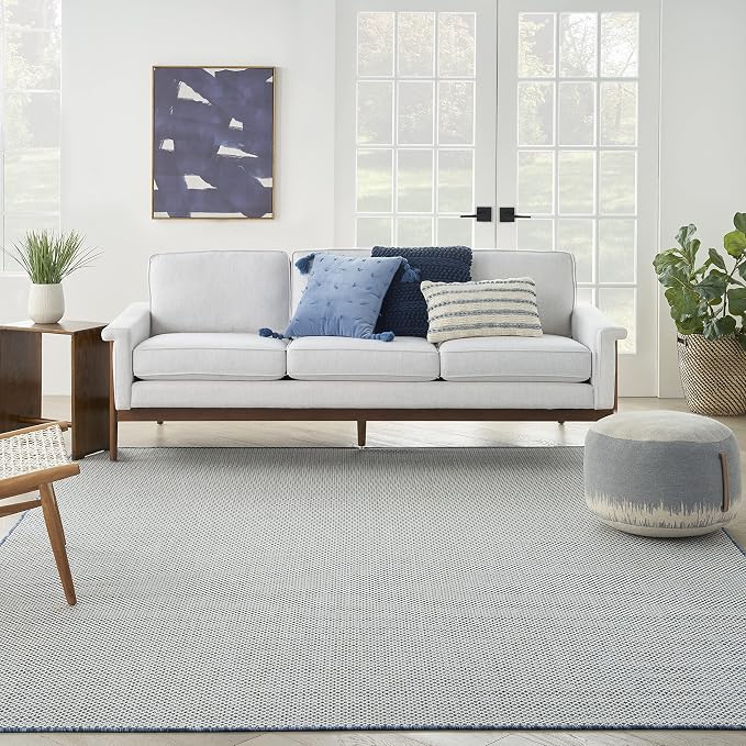 Nourison Home Courtyard Ivory Blue 9' x 12' Area Rug - Image 9