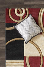GLORY RUGS Area Rug Modern 5x7 Dark Red Soft Hand Carved Contemporary Floor - Image 4