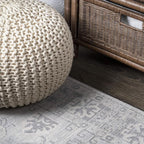 JONATHAN Y Modern Vintage Medallion Light Grey Runner Rug, Easy-Cleaning - Image 3
