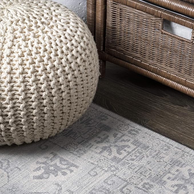 JONATHAN Y Modern Vintage Medallion Light Grey Runner Rug, Easy-Cleaning - Image 3
