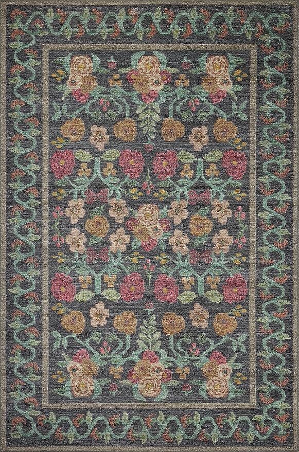 Loloi Rifle Paper Co. Rosa Collection RSA-01 Black 8'-4" x 11'-6" Area Rug - Image 4