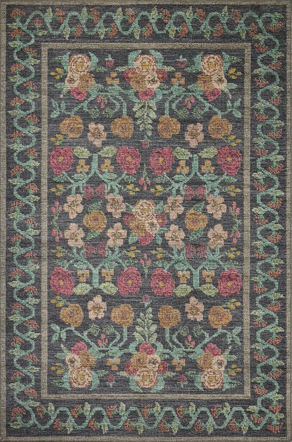Loloi Rifle Paper Co. Rosa Collection RSA-01 Black 3'-9" x 5'-6" Accent Rug - Image 4