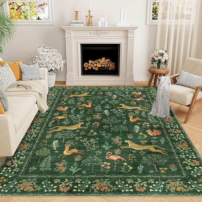 DUKINO 5x7 Rug, Washable Animal Living Room Rug by DUKINO