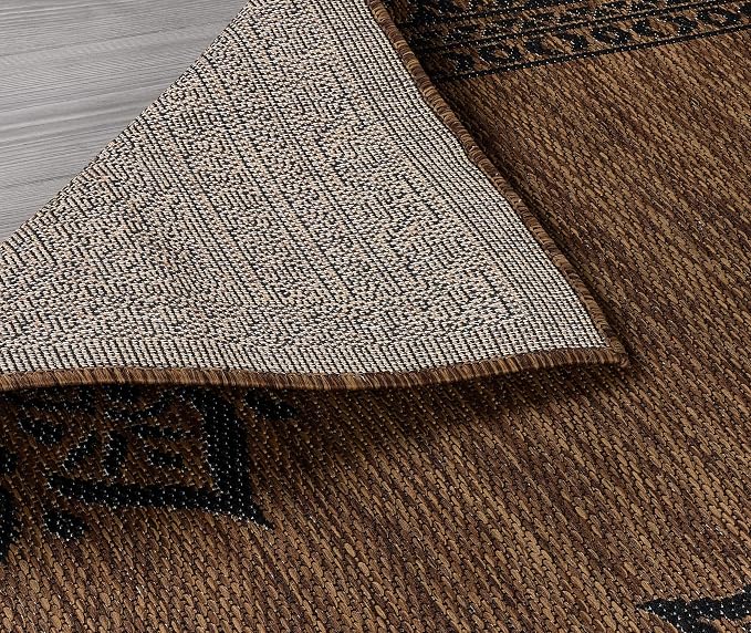 CAMILSON Outdoor Rug 8x10 Medallion Nut Brown Black Modern Area Rugs - Image 8