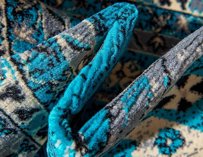 Unique Loom Taftan Collection Border Geometric Tribal Inspired Design Area Rug - Image 7