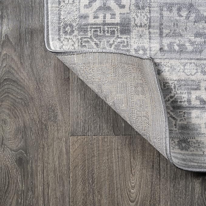 JONATHAN Y Modern Vintage Medallion Light Grey Runner Rug, Easy-Cleaning - Image 6