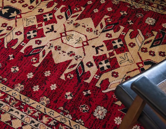 Unique Loom Taftan Collection Border Geometric Tribal Inspired Design Area Rug - Image 12