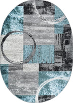 Rugshop Contemporary Abstract Circle Design Soft Oval Area Rug 5' x 7' Gray - Image 2
