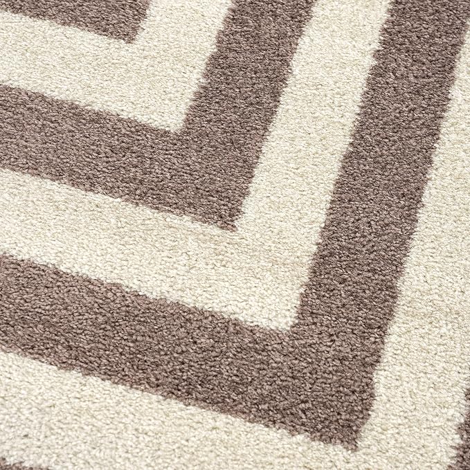 Abani Contemporary Beige & Ivory 4' x 6' Area Rug, Contrasting Geometric Modern - Image 8