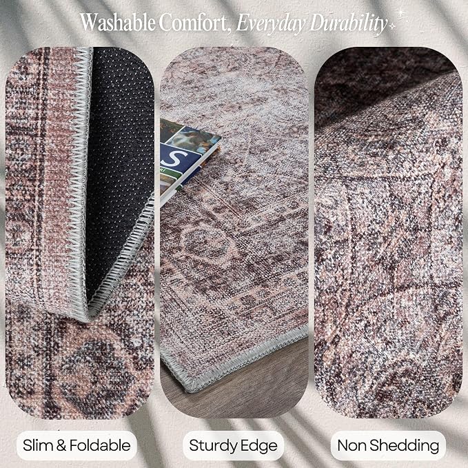 Fame Rugs Turkish Rug. Washable Vintage Oriental Antique Inspired Traditional - Image 3