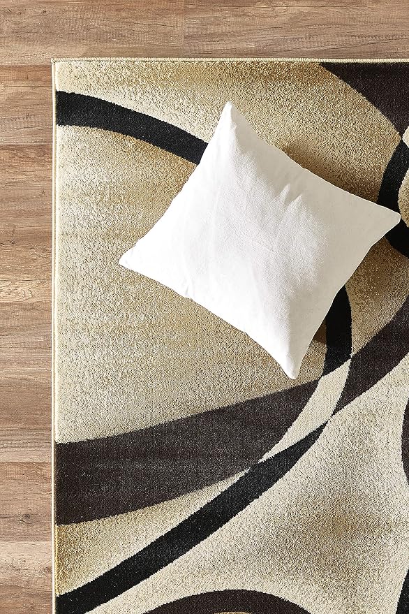GLORY RUGS Modern Area Rug 4x6 Beige Swirls Carpet Bedroom Living Room - Image 3