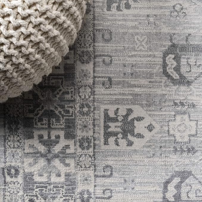 JONATHAN Y Modern Vintage Medallion Light Grey Indoor Area Rug, Easy-Cleaning - Image 4