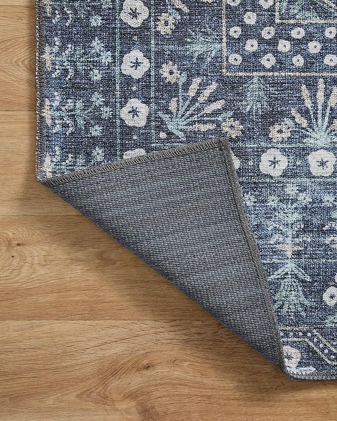 Loloi Rifle Paper Co. Maison Collection MAO-03 Rosette Blue 2'-6" x 12'-0" - Image 5