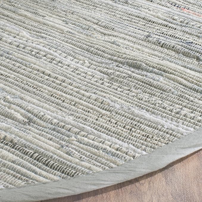 SAFAVIEH Rag Rug Collection 10' Round Grey RAR121A Handmade Boho Stripe Cotton - Image 6