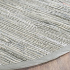 SAFAVIEH Rag Rug Collection 8' Round Grey RAR121A Handmade Boho Stripe Cotton - Image 4