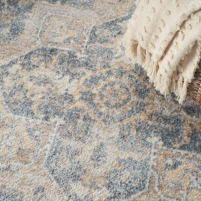 Nourison Home Astra Machine Washable Traditional Grey/Blue 6'7" x 9' Area Rug - Image 6