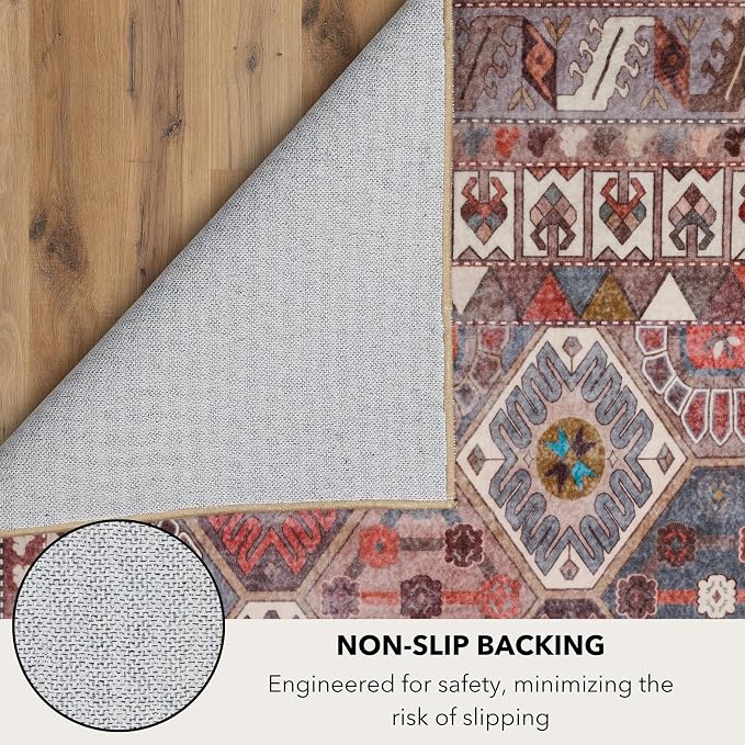 Kuden 2'6"x7' Runner Rug, Machine Washable Area Rug - Image 7