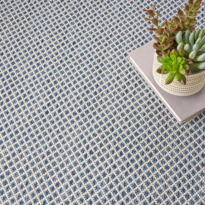 Nourison Home Courtyard Ivory Blue 5' x Round Area Rug - Image 6