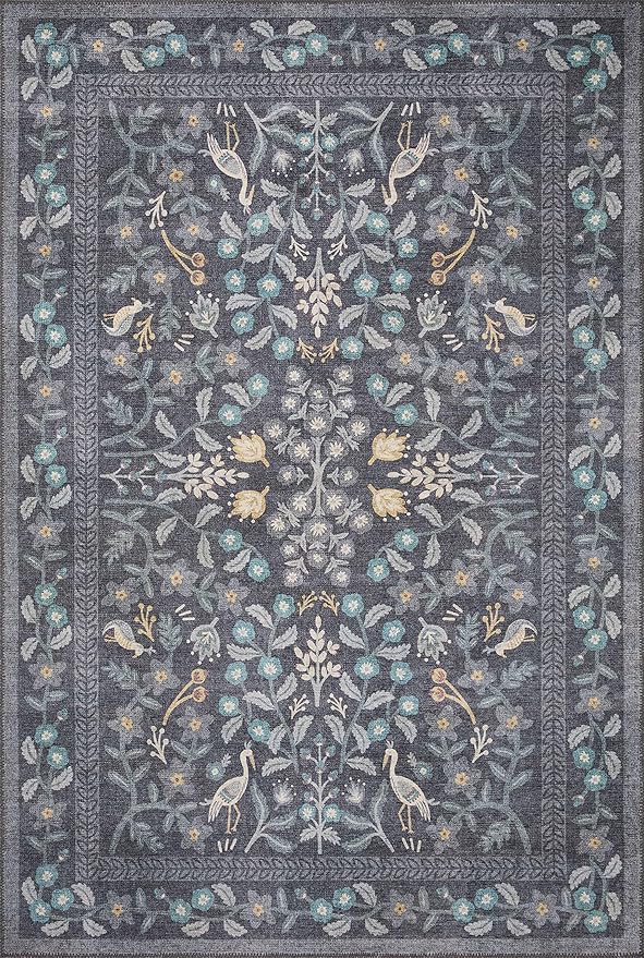 Loloi Rifle Paper Co. Maison Collection MAO-01 Nightingale Black 2'-6" x 7'-6" - Image 2
