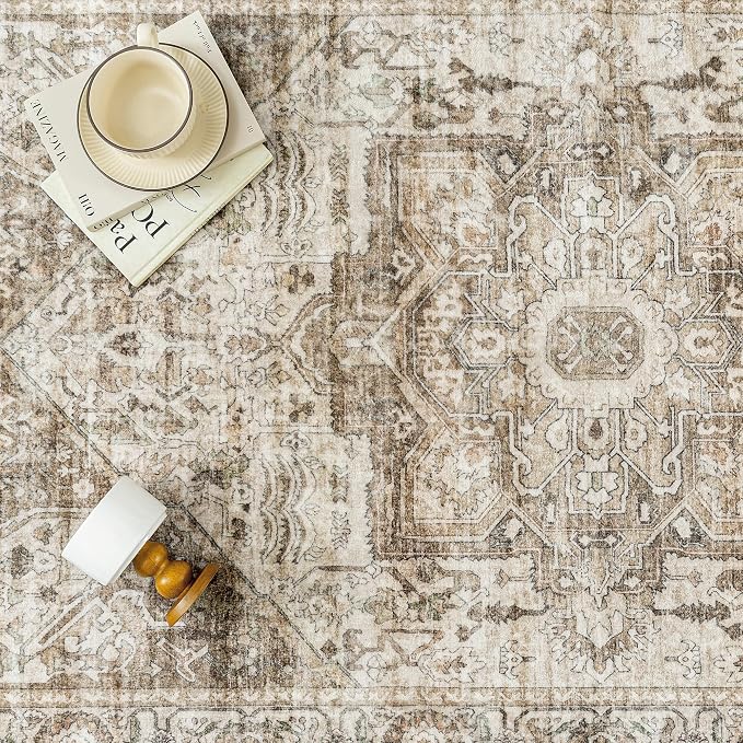 Brown Hallway Runner Rug 2x8 Vintage Washable Distressed Area Carpet Kitchen - Image 6