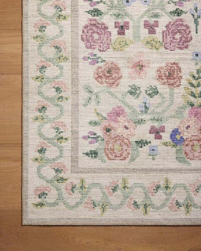 Loloi Rifle Paper Co. Rosa Collection RSA-01 Ivory 2'-6" x 9'-6" Runner Rug - Image 6