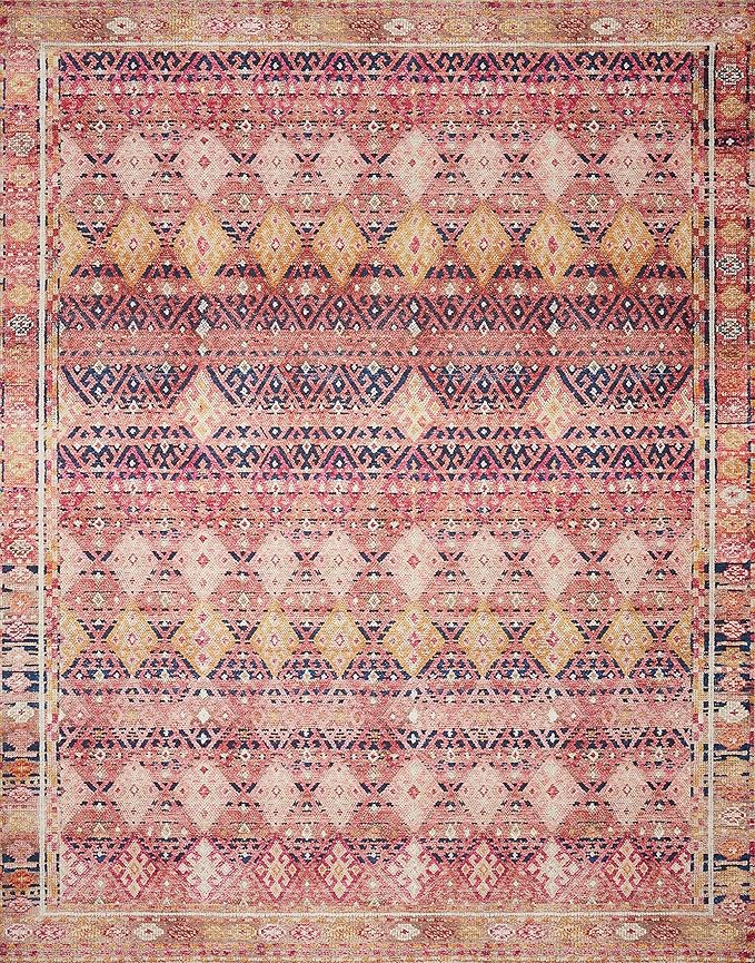 Loloi Layla Collection LAY-15 Magenta/Multi 7'-6" x 9'-6" .13" Thick Area Rug - Image 3