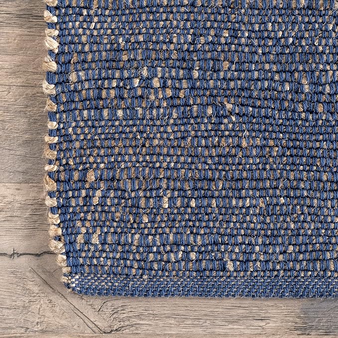 nuLOOM 4x6 Elfriede Jute & Cotton Hand Woven Area Rug, Solid Rustic Farmhouse - Image 4