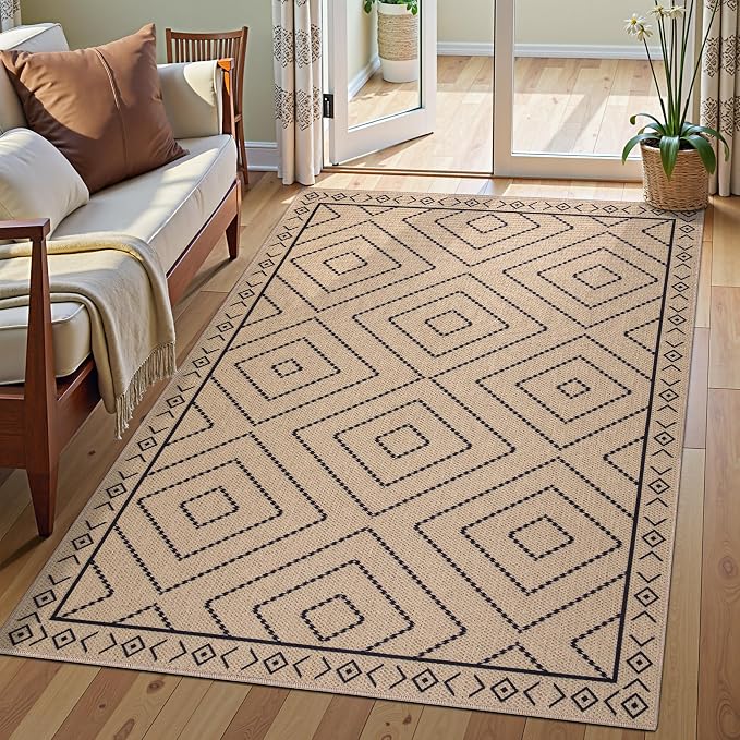 Tangsoo Easy Jute Rug 3x5 for Entryway, Geometric Non-Slip Washable Indoor - Image 2