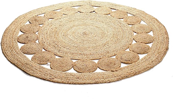 Savi Home Jute Area Rug Handwoven- 4 feet Round- Natural Beige - Image 7
