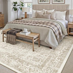 Light Brown Area Rug 8x10 Machine Washable Large Vintage Living Room Distressed - Image 6