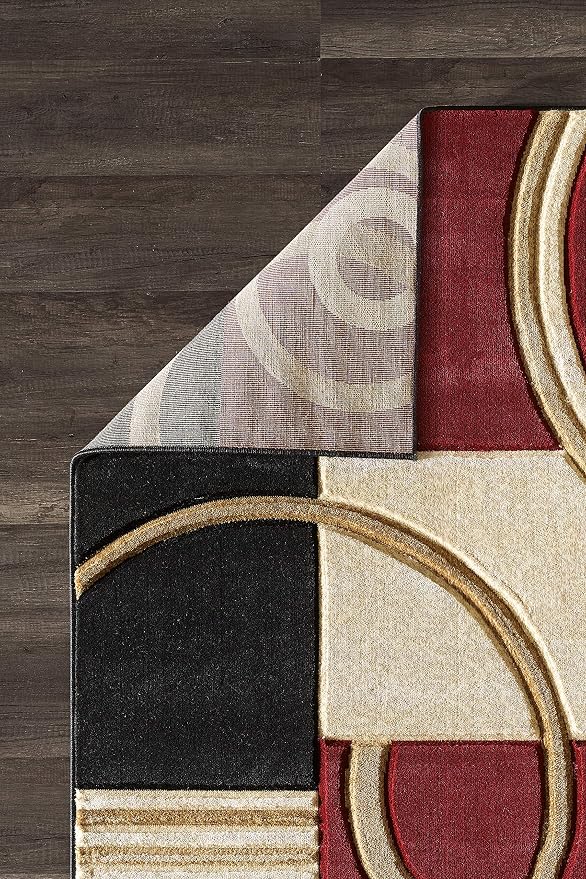 GLORY RUGS Area Rug Modern 5x7 Dark Red Soft Hand Carved Contemporary Floor - Image 5
