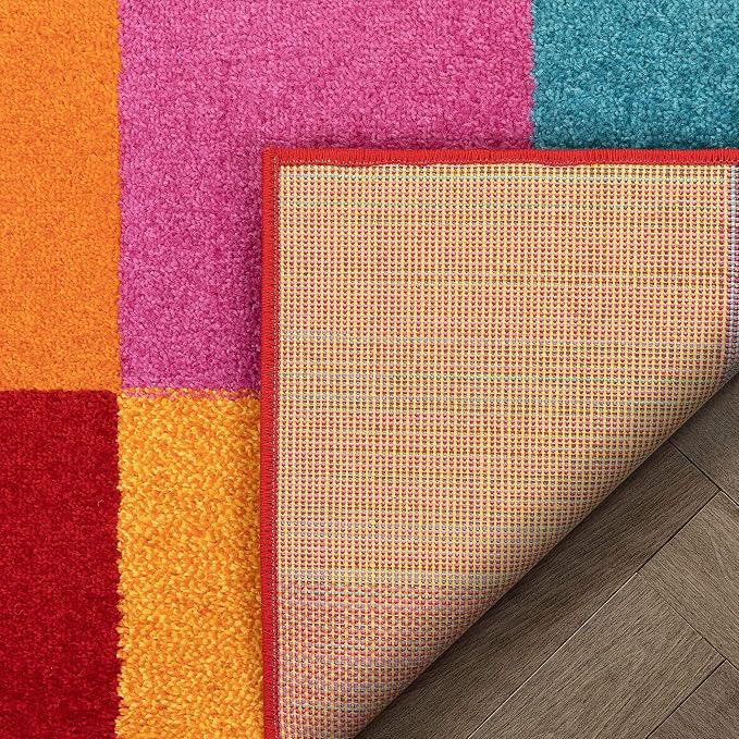 Well Woven Modern Rug Squares Multi Geometric Accent Area Rug Entry Way Bright - Image 6