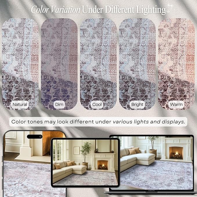 Fame Rugs Turkish Rug. Washable Vintage Oriental Antique Inspired Traditional - Image 4