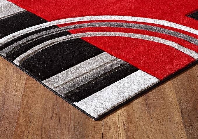 GLORY RUGS Area Rug Modern 8x10 Red Soft Hand Carved Contemporary Floor Carpet - Image 6