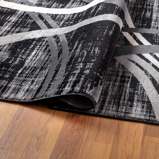 Rugshop Modern Wavy Circles Design Round Rug, Non-Shedding Carpet - Image 3