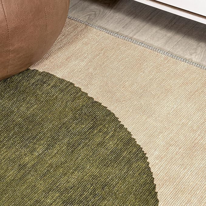 JONATHAN Y Machine Washable Cream/Green Indoor Area Rug 3X5 ft, Cirkel - Image 7