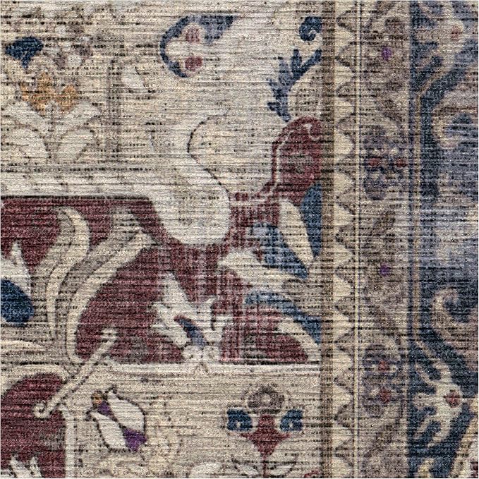 RUGGABLE Washable Vintage Area Rug – Kamran Royal Blue 8x10, Stain-Resistant - Image 4
