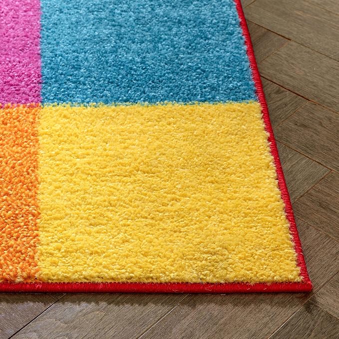 Well Woven Modern Rug Squares Multi Geometric Accent Area Rug Entry Way Bright - Image 7