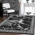 GLORY RUGS Area Rugs Marble 4x5 Black Gray Carpet Modern Abstract Rug Living by GLORYRUGS