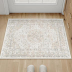 2x3 Washable Vintage Area Rug for Living Room Bedroom Beige Grey Soft - Image 3