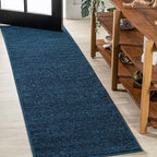 JONATHAN Y Haze Solid Low-Pile Navy Runner Rug 2x8, Minimalist, Easy-Cleaning by JONATHANY