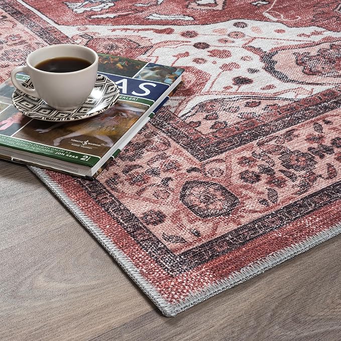 Fame Rugs Turkish Rug. Washable Vintage Oriental Antique Inspired Traditional - Image 8