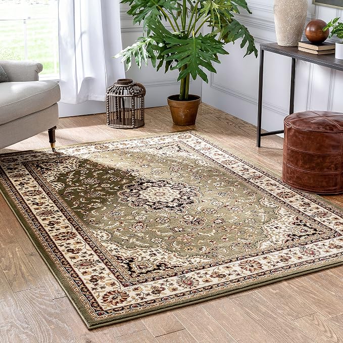 Well Woven Barclay Collection Medallion Kashan Green 8x10 Area Rug - Image 10